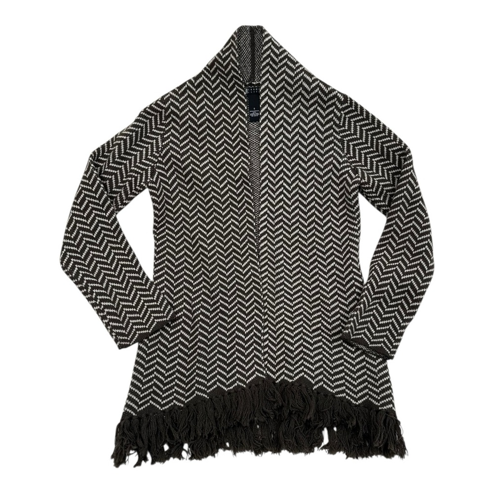 Carol Little Brown Knit Open Front Cardigan with Fringe - Womens Size Small